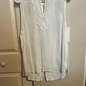 Daniel Rainn White Blouse with Bib Collar and Embellished Style